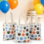 Amylove 24 Pack 8x8.5 Inch Mini Dog Paw Print Canvas Tote Bags Reusable Small Canvas Bags for Pet Party Favors Retail Packaging Dog Cat Lover Gifts Paw Print Goodie Bag for Birthday Wedding Halloween - Image 2