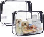 BAGSMART Clear Toiletry Bag, 2 Pack TSA Approved Travel Toiletry Bag Carry on Travel Accessories Bag Airport Airline Quart Size Bags Water Repellent Makeup Cosmetic Bag for Women (Black-2pcs) - Image 2