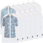 BALEINE 40'' Translucent Garment Bags, 12 Packs PEVA Dress Bag for Closet Clothes Dresses Suit Coats Storage (White, 12PK) - Image 2
