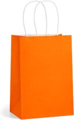 BagDream 5.25x3x8 Inch 100Pcs Orange Gift Bags with Handles Small Kraft Paper Bags Bulk for Halloween, Sporting Party Favors, Fall Festivals, Wedding, Retail, Grocery - Image 2