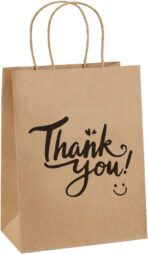 BagDream Brown Gift Bags 8x4.25x10.5 25Pcs Thank You Paper Gift Bags with Handles for Shopping, Wedding Birthday Party Favor, Retail, Merchandise, Business, Recycled Kraft Medium Paper Sacks - Image 2