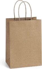 BagDream Gift Bags 100Pcs 5.25x3x8 Small Kraft Paper Gift Bags with Handles Bulk, Brown Paper Sacks for Small Business, Retail, Merchandise, Wedding Birthday Party Favor - Image 2