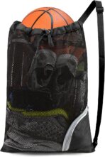 BeeGreen Mesh Drawstring Bag Swim Backpack for Beach Pool Sports Gym Draw String Cinch Bags for Swimming Soccer Basketball Gear Black - Image 2