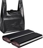 Black Plastic T-shirt Bags 100 Pack 12.6'' x 6.5" x 21" Black Bag for Grocery Shopping Home Supermarket Restaurants - Image 2