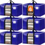 BlissTotes 6 Pack Moving Bags with Clear Window, Storage Bags with Strong Carrying Handles & Zippers,Large Packing Bags for Saving Space, Alternative to Moving Boxes(Blue,24 Gallon) - Image 2