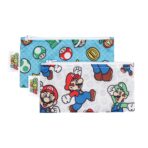 Bumkins Nintendo Reusable Snack Bags, for Kids School Lunch and for Adults Portion, Washable Fabric, Waterproof Cloth Zip Bag, Supplies Travel Pouch, Food-Safe, 2-pk Super Mario - Image 2