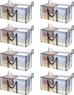 CONGREGATE 8 Pack Extra Large Moving Bags with Zippers and Carrying Handles, Heavy-Duty Storage Tote Moving Boxes for Space Saving, Semi-Transparent 97L/25.6Gal (28.7"x13.7"x15") - Image 2