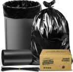 Charmount 55 Gallon Trash Bags,1.5 Mil-37"x 56" W/Ties Black Large Heavy Duty Garbage Bags for Outdoor, Yard Work, Lawn & Leaf Bags 30 Count - Image 2