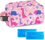 Choco Mocha Snack Bag for Kids Small Cooler Bags Insulated & Freezable Snack Bag For School Toddler Snacks Bag, Dinosaur Pink - Image 2