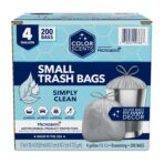 Color Scents Small Trash Bags - 4 Gallon, 200 Bags (1 Pack of 200 Count), Drawstring - Silver Bag in Simply Clean Scent with Microban - Image 2