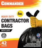 Commander 42 Gallon 4 MIL Black Heavy Duty Trash Bags - 33'' x 45'' - Pack of 32 - for Home, Kitchen, Lawn, Outdoor, Construction, & Contractor' - Image 2