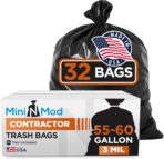 Contractor Garbage Bags 55 Gallon | 32 Trash Bags | Heavy Duty | Black ContractorLarge 55-60 Gallon Trash Bags Heavy Duty Liners, Extra Large Trash Liners Construction, Industrial Bag - Image 2