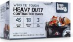 Contractor Trash Bags - 45 Gallon, 18 Bags, Wing Tie Closure, 3 MIL Thick, Gusseted Bottom, Black - Heavy Duty Industrial Strength Garbage Bags - Image 2