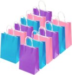 Cooraby 20 Pieces Kraft Paper Bags Party Favor Bags Craft Paper Bag with Handle for Birthday, Baby Shower, Wedding (light blue, light purple, pink) - Image 2