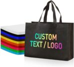 Custom Reusable Grocery Bags with Logo & Text Printing 10/50/100PACK- Eco-Friendly Promotional Tote Bags for Businesses, Bulk Orders, Events, Retail (Durable/Washable/Multi-Use) - Image 2