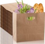 DEAYOU 100-Pack Kraft Paper Bags, Brown Bags with Handles, 120G Extra Strong Die Cut Tote Bag, 6 LB Craft Plain Paper Gift Grocery Bag for Food, Retail, Shopping, Take Out, Boutique, 11" x 6" x 11" - Image 2