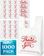 DKP 1000 Pack Premium Thank You Plastic Bags - Durable & Eco-Friendly White T-Shirt Bags, 11.5x6.5x21 Inches, Bulk Pack for Grocery, Retail, Takeout and Small Business Use - Image 2