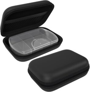 EZY DOSE Hard Sided Pocket Pharmacy Pill Case, Features Zippered Pouch, Easy to Use Design, Portable and Perfect for Daily Usage, 8-Comparments, BPA Free, Black - Image 2