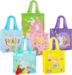 Easter Gift Bags ，6pcs Easter Tote Bags with Handles，Happy Easter Gift Bags for Kids， Non-Woven Reusable Easter Goodie Bags，Egg Hunt Game Easter Holiday Party Supplies - Image 2