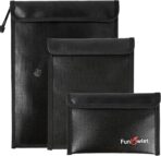 FunOwlet Fireproof Waterproof Document Bag – 3 Pack Fire and Water Resistant Zipper Storage Organizer & Money Safe Pouch Set for Important Papers, Cash, Passports, Jewelry & Electronics (Black) - Image 2