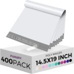 Fuxury Poly Mailers 14.5x19" 400Pcs Bulk Shipping Bags for Clothing Strong Adhesive Shipping Envelopes Waterproof Heavy Duty Packaging Mailing Bag for Small Business White Polymailers - Image 2