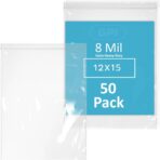 GPI - 12" x 15" Ultra Heavy-Duty Zip Bags, Large 8 Mil Thick Reclosable Puncture-Resistant Plastic Zipper Baggies, Resealable Poly Zip Top Bag for Construction, Tools & Sharp Objects. 50 Count - Image 2