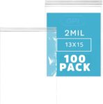 GPI - 2 Gallon Zip Bags, 13" x 15" Large Reclosable Lock Zip Bags, Clear Plastic Zipper Storage Bags with Zip Top Lock for Freezer, Clothing, Food, Documents & Supplies - 100 Count - Image 2