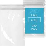 GPI - 6 Mil, Extra Heavy-Duty, 4" x 6" Clear Plastic Reclosable Zip Bags, Puncture-Resistant, Strong Resealable Poly Bags, With Lock Zipper Seal, For Screws, Nuts, Bolts & Constuction, 200 Count - Image 2