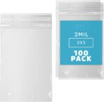 GPI Clear Plastic Reclosable ZIP Poly Bags, Case of 100, 2-mil Thick, 2 Inch x 3 Inch, For Travel, Storage, Shipping - Image 2