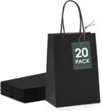 GSSUSA Kraft Paper Gift Bags 5.25x3.75x8'' 20 Pcs, Black Paper Bags with Handles, Bulk Kraft Gift Bag for Shopping, Craft, Grocery, Party, Retail, Lunch, Business, Wedding, Merchandise, Boutique - Image 2