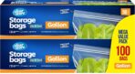 Gallon Storage Bags, Double Zipper Seal - 100 Count, Reusable Thick Food Plastic Storage Bags - Microwave-Safe, Zero BPA - Resealable Containers for Lunch, Snacks, Meals - 2 Boxes - Image 2