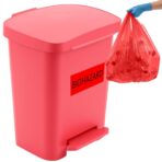 Geiserailie 1 Set 10.6 Gallon Biohazard Trash Can with Foot-Operated Self-Closing Lid, Biohazard Labels & Bags for Lab Industrial Infectious Waste Disposal, Step to Open, Step Again to Close - Image 2