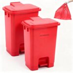 Geiserailie 2 Set 5.3 Gallon Biohazard Trash Can with Foot-Operated Self-Closing Lid, Biohazard Labels & Bags for Lab Industrial Infectious Waste Disposal, Step to Open, Step Again to Close - Image 2