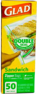 Glad Food Storage Zipper Sandwich Bags 50 Count Box (Pack of 3) - Image 2