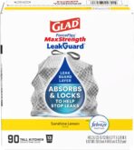 Glad ForceFlex MaxStrength LeakGuard Trash Bags, 13 Gal, Sunshine Lemon Scent, 90 Ct (Pack May Vary) - Image 2