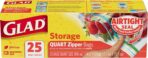 Glad Zipper Food Storage Plastic Bags - Quart - 25 Count - Image 2