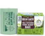 Green Earth Compostable Tall Kitchen Food Scrap Trash Bags, Superior Strength 0.9 Mil, Compost Bin Compatible, 13 Gallon, 49 Liter, 50-Count, ASTM D6400, BPI (US) & OK Compost Home (EU) Certified - Image 2