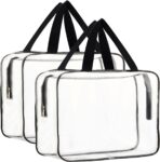 HAOGUAGUA 2-Piece Large Clear Makeup Cosmetic Organizer Bag, Plastic Tote Bags, Waterproof Transparent Handbag Purse - Image 2
