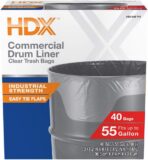 HDX 55 Gallon Clear Heavy-Duty Flap Tie Drum Liner Trash Bags (40-Count) - Image 2