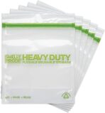 HEAVY DUTY Reusable STAND-UP Bags for Food Storage by Smelly Proof, USA Made, NO PEVA & BPA FREE, Reusable Freezer Bags, Dishwasher-Safe, Triple Zip, CLEAR 5-mils LRG Quart 8.75" x 9.5" - 5pk - Image 2