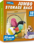 HIBAG 25 Gallon Jumbo Storage Bags, 35” x 24” Resealable Clear Bags with Handle, Extra Large XL Heavy Duty for Clothes Pillow Travel Moving, Pack of 10 - Image 2