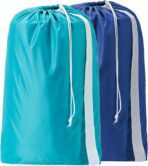 HOMEST 2 Pack XL Nylon Laundry Bag with Strap, Large Dirty Clothes Organizer, Easy Fit a Laundry Hamper or Basket, Can Carry Up to 4 Loads of Laundry, Sky Blue and Blue - Image 2