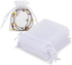HRX Package 100pcs White Organza Jewelry Bags Drawstring 3 x 4 inch, Little Mesh Gift Pouches Mini Candy Bags for Small Presents Jewelry Earrings - Image 2