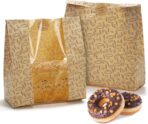 Hacaroa 100 Pack Paper Bread Bags with Clear Window, 10.8"x10"x4" Kraft Bakery Bag with 100 Stickers, Brown Toast Packaging Bags for Sourdough Bread, Cookie - Image 2