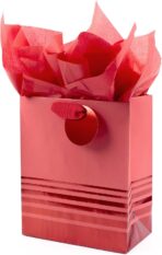 Hallmark 9" Medium Gift Bag with Tissue Paper (Red Foil Stripes) for Christmas, Birthdays, Father's Day, Graduations, Valentines Day, Sweetest Day - Image 2