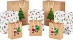 Hallmark Christmas Gift Bags for Kids (8 Bags: 3 Small 6", 3 Medium 9", 2 Large 13") Recyclable Kraft with Santa, Lights and Tree - Image 2