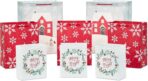 Hallmark Rustic Christmas Gift Bag Assortment (8 Bags: 3 Small 6", 3 Medium 9", 2 Large 13") Gray, White and Red, Farmhouse, Snowman, Snowflakes, Merry and Bright Wreath - Image 2