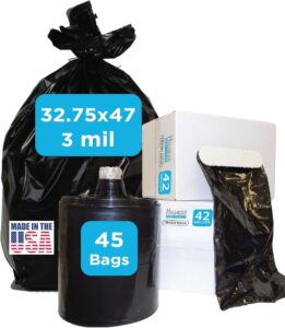 Heavy Duty Contractor Bags, 42 Gallon, 32.75" X 47" - 3 MIL Thick Large Black Industrial Garbage Trashbags (No Ears) for Construction and Commercial use (No Ties) - Image 2