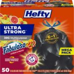 Hefty Ultra Strong 30 Gallon Trash Bags, Large Trash Bags 30 Gallon Size, Multipurpose, Break Resistant Drawstring Closure, Resists Leaks, Punctures, and Tears, Black, Fabuloso Scent, 50 Bags - Image 2