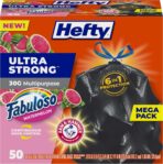 Hefty Ultra Strong 30 Gallon Trash Bags, Large Trash Bags, Multipurpose, Break Resistant Drawstring Closure, Resists Leaks, Punctures, and Tears, Black, Fabuloso Watermelon Scent, 50 Bags - Image 2